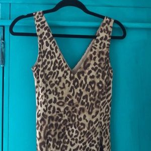 Silk  lined satin feel Neutral leopard dress